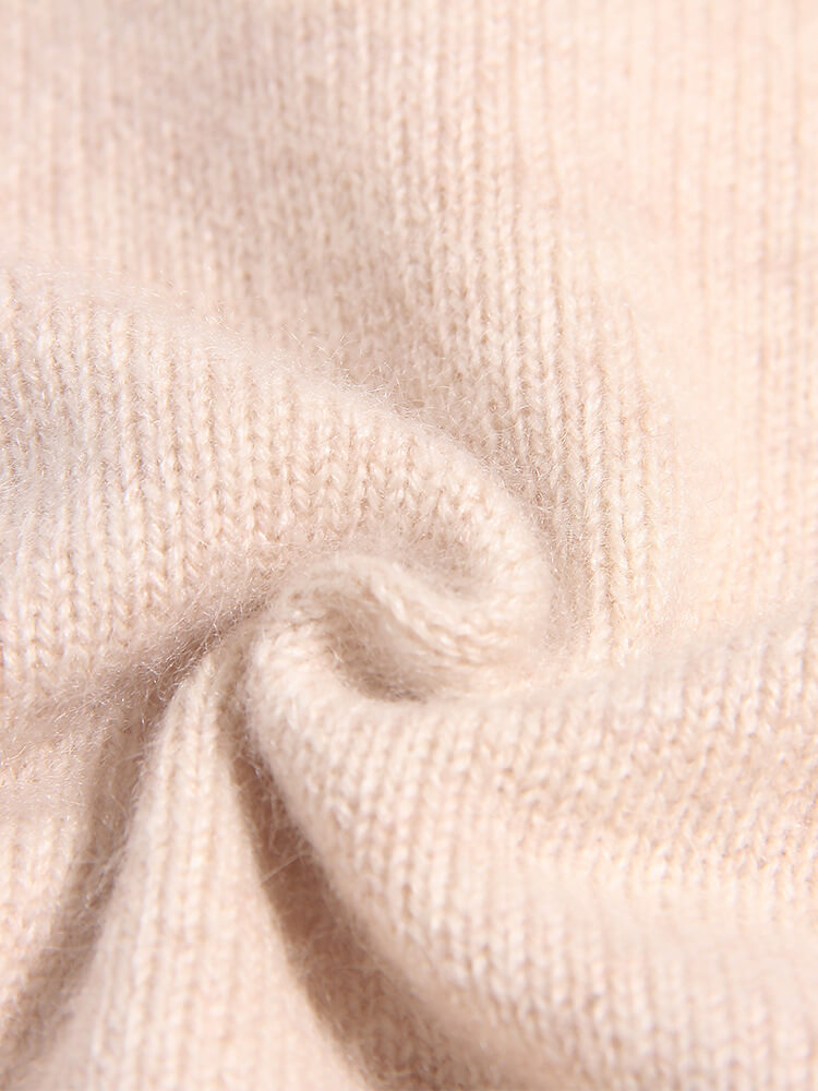 Girls Beige Knit 3D Pink Ballerina Cashmere Pullover Sweater